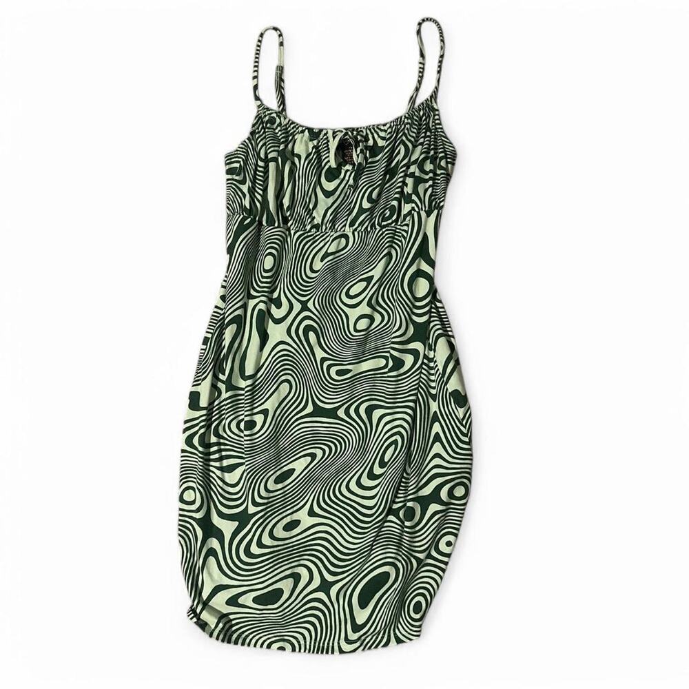 Vintage green swirl print dress